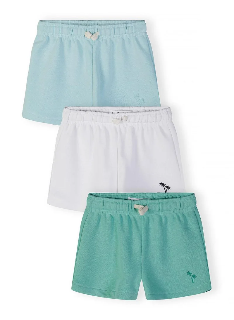 مينوتي Girls 3-pack embroidered cotton blend shorts blue pink 3-15 years